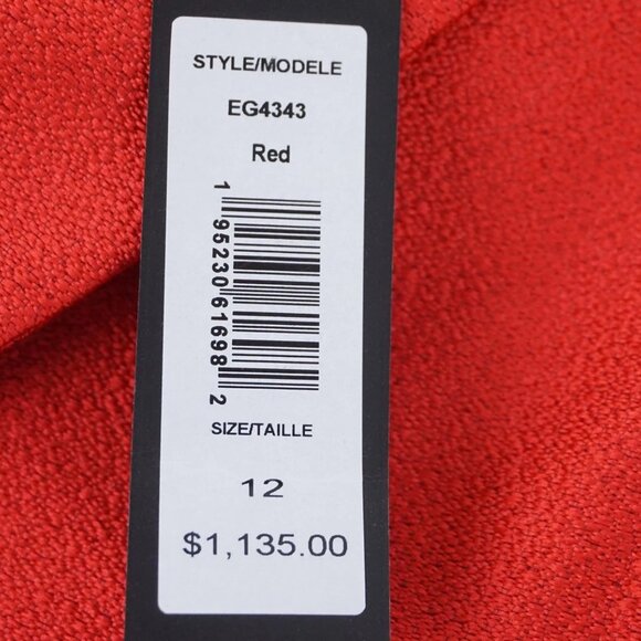 Badgley Mischka Luxe Coat Dress Crepe Gown w/ Bow in Red Maxi - Picture 9 of 14